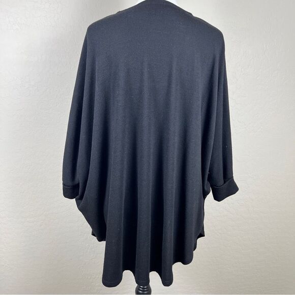 Karen Kane Black Open Front Cardigan Hi Low Dolman Sleeve Stretch Knit Small - Picture 3 of 9